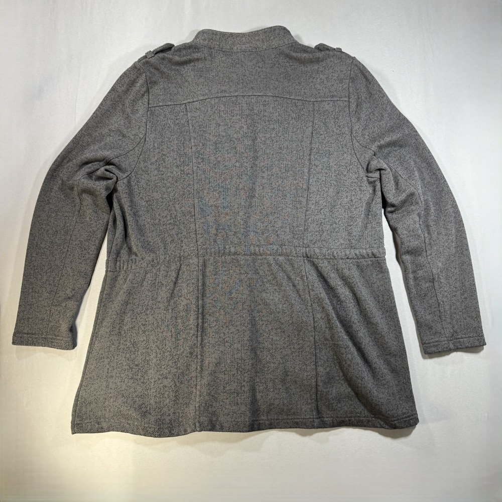 Torrid Womens 1 Gray Knit Military Utility Jacket Drawstring Waist Button Front - Picture 8 of 11